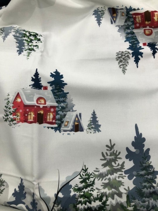 Tag House Tovaglia in panama di puro cotone paesaggio invernale Natale made in Italy art. Alpino