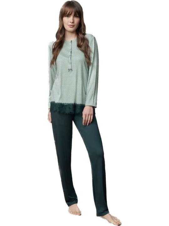 Bisbigli Pigiama donna in caldo cotone e modal con inserto in pizzo art. 92790