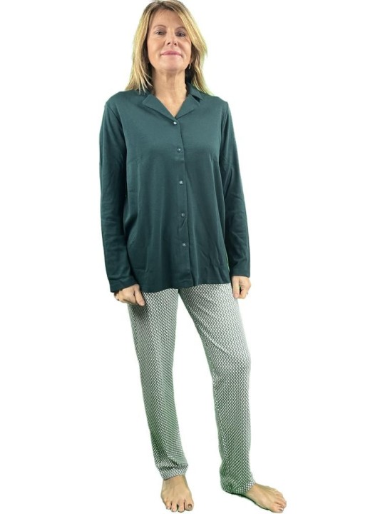 Bisbigli Pigiama donna in cotone caldo e modal aperto davanti art. 92791