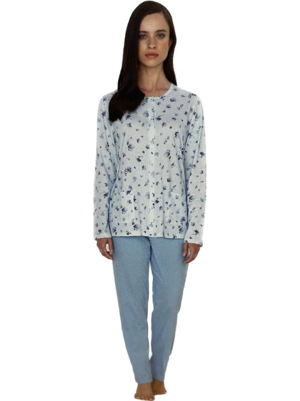 Linclalor Pigiama donna in puro cotone aperto davanti art. 74679