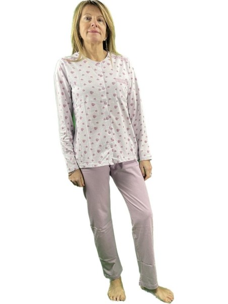 Infiore Pigiama donna in puro cotone aperto davanti art. LVR1284