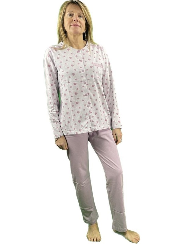 Infiore Pigiama donna in puro cotone aperto davanti art. LVR1284