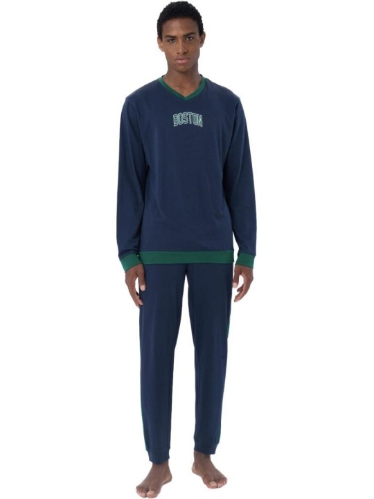 Ragno Pigiama uomo in puro cotone scollo a V art. U653N2