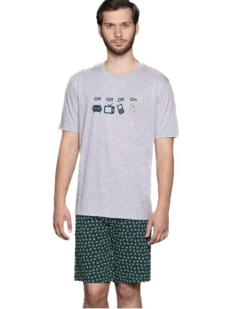 Linclalor Pigiama uomo corto in puro cotone art. 74767
