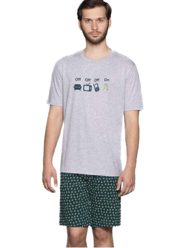 Linclalor Pigiama uomo corto in puro cotone art. 74767