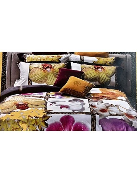 Roberto Cavalli Copriletto trapuntato leggero in raso di puro cotone made in Italy art. Foulard
