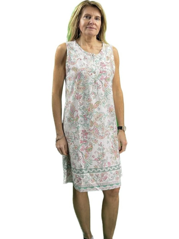 Linclalor Camicia da notte in puro cotone senza maniche art. 74704