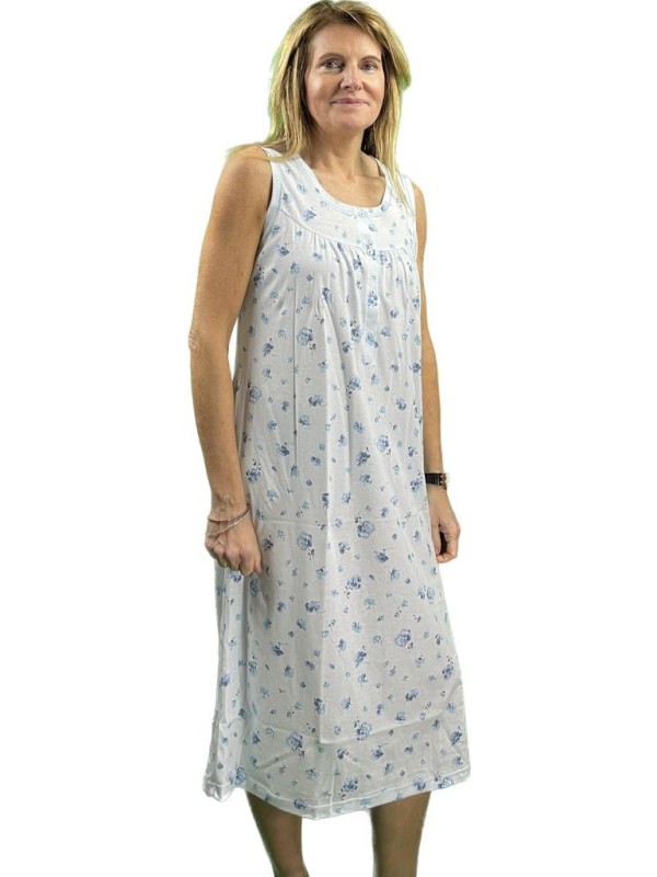 Linclalor Camicia da notte in puro cotone senza maniche con carrè art. 74669