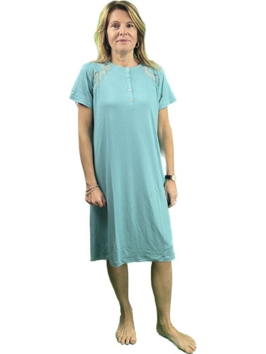 Bisbigli Camicia da notte in viscosa elasticizzata con inserto in pizzo art.