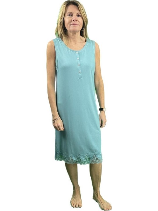 Bisbigli Camicia da notte in viscosa elasticizzata con inserto in pizzo art. 02818