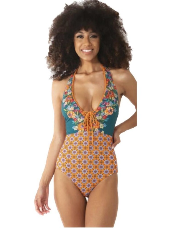 Vacanze Italiane Costume Intero coppe sfoderabili ricamato con perline art. VI23-065