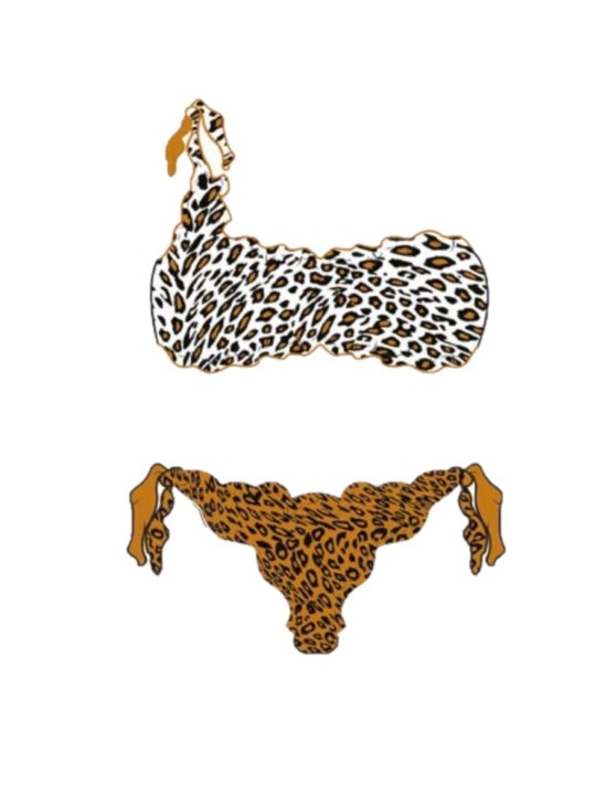 Lovers by David Bikini fru fru monospalla coppe sfoderabili slip basso lacci art. DL23-032