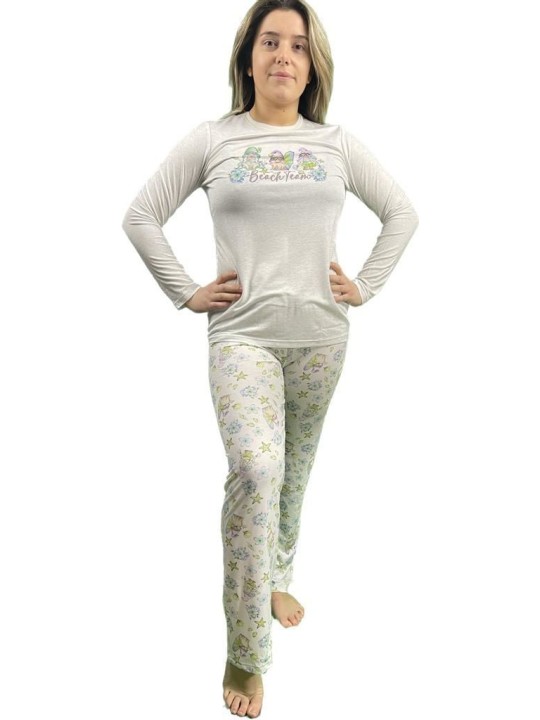 Bisbigli Pigiama donna in viscosa elasticizzata stampa elfi art. 02863