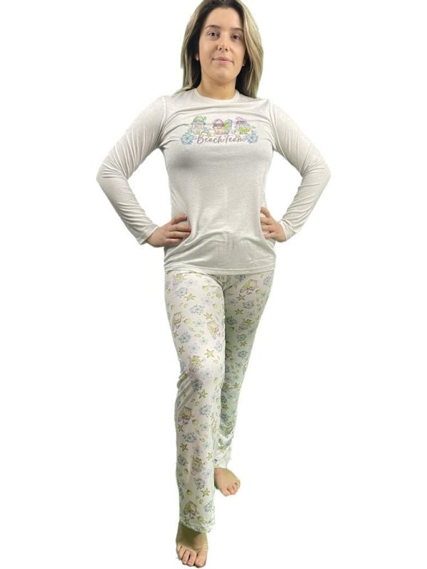 Bisbigli Pigiama donna in viscosa elasticizzata stampa elfi art. 02863