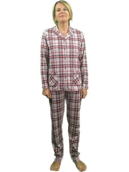 Bisbigli Pigiama donna in puro cotone caldo taglio uomo aperto scozzese art. 92869