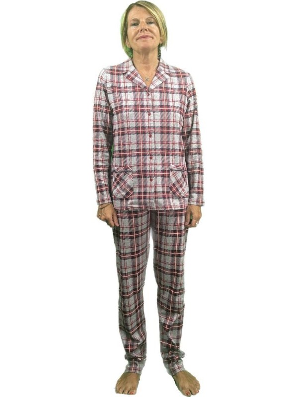 Bisbigli Pigiama donna in puro cotone caldo taglio uomo aperto scozzese art. 92869
