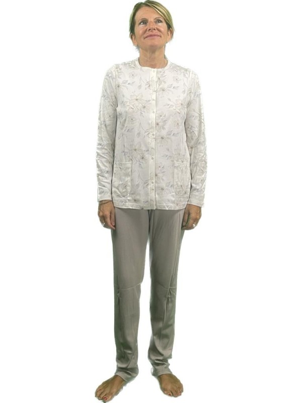 Linclalor Piciama donna in caldo cotone aperto davanti con tasche art. 92895