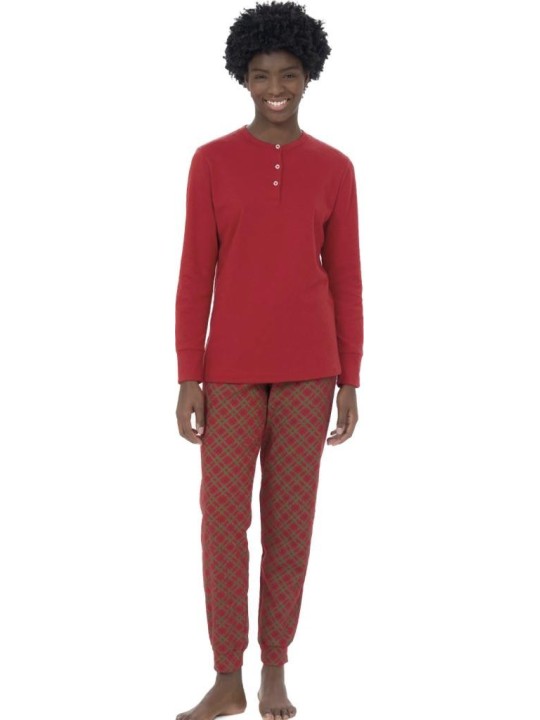 Ragno Pigiama donna in cotone caldo pantalone scozzese art. DI92N1