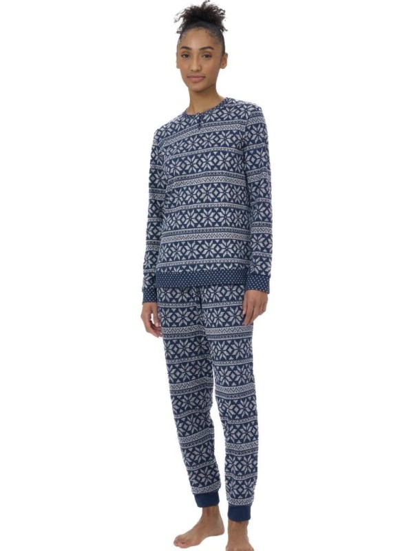 Ragno Pigiama donna in caldo cotone stampa stelle di neve art. DL26N1