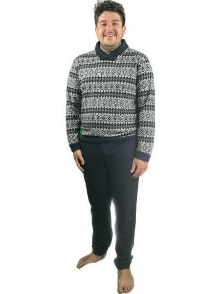 Ragno Pigiama uomo in punto milano cotton ecopile scollo a V art. U776N2bis