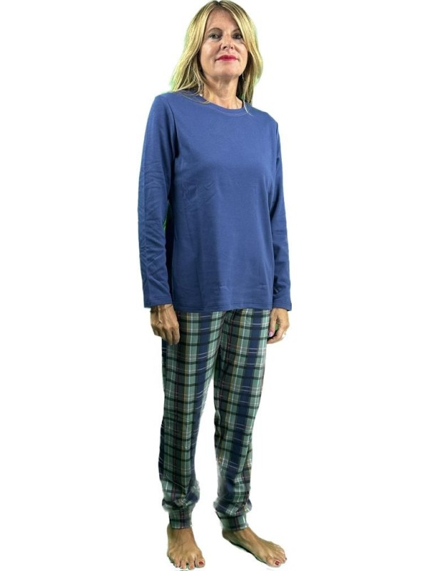 Linclalor Pigiama donna in caldo cotone pantalone scozzese art. 92981