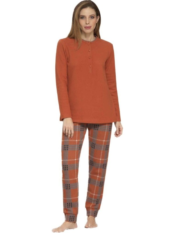 Bisbigli Pigiama donna in cotone felpato punto milano pantalone scozzese art. 77918