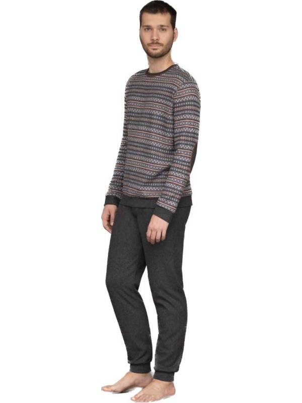 Linclalor Pigiama uomo in cotone felpato punto milano art. 77899