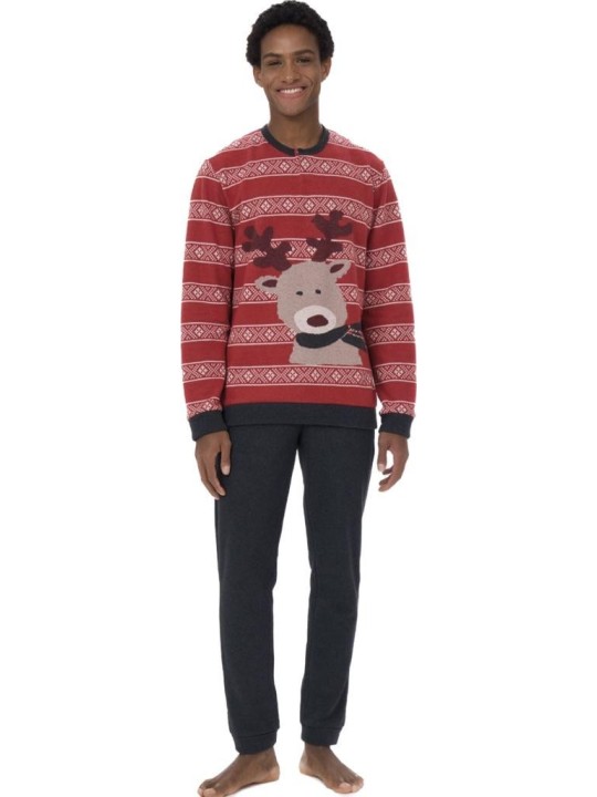 Ragno Pigiama uomo in cotton eco pile dis. renna art. U784N1