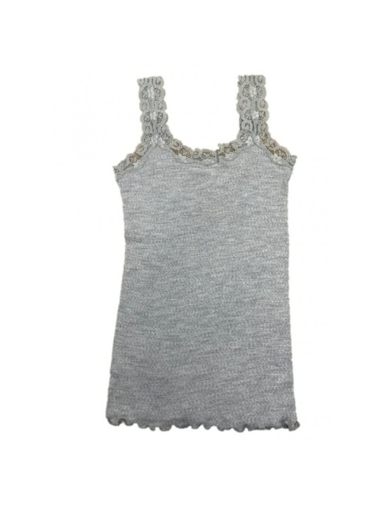 Ragno Canotta a costine spalla larga in pizzo elasticizzato lana merino e seta art. 70183W