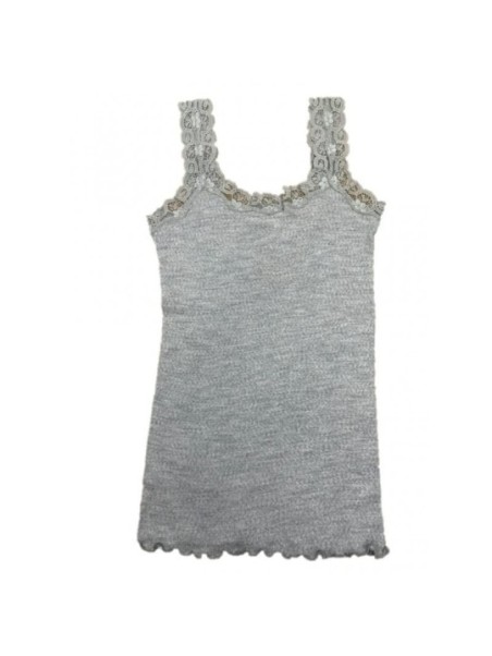 Ragno Canotta a costine spalla larga in pizzo elasticizzato lana merino e seta art. 70183W