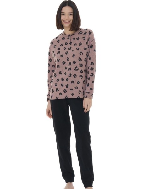 Ragno Pigiama donna in cotone felpato punto milano COTTON ECO PILE art. DM24NU