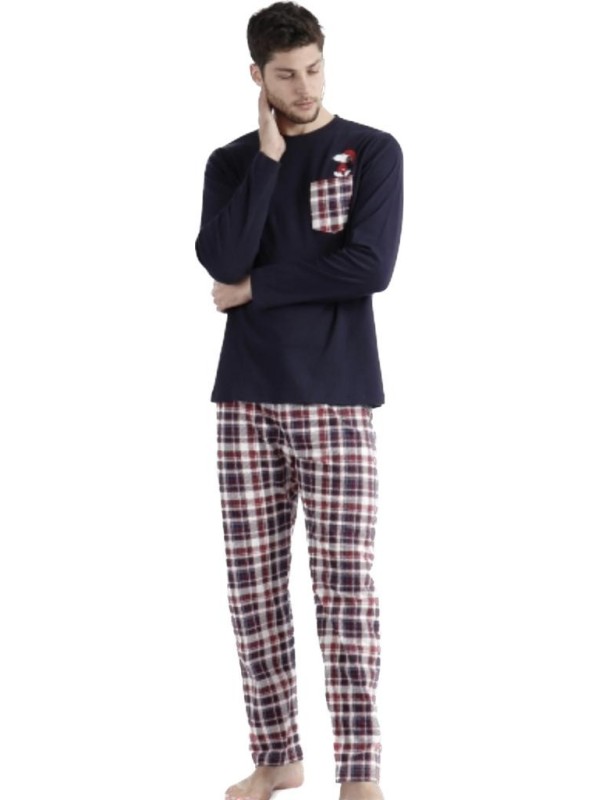 Aznar Pigiama uomo in caldo cotone pantalone scozzese stampa Snoopy art. 60424