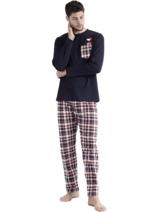 Aznar Pigiama uomo in caldo cotone pantalone scozzese stampa Snoopy art. 60424