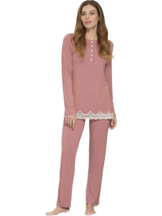 Bisbigli Pigiama donna in modal elasticizzato con pizzo art. 03601