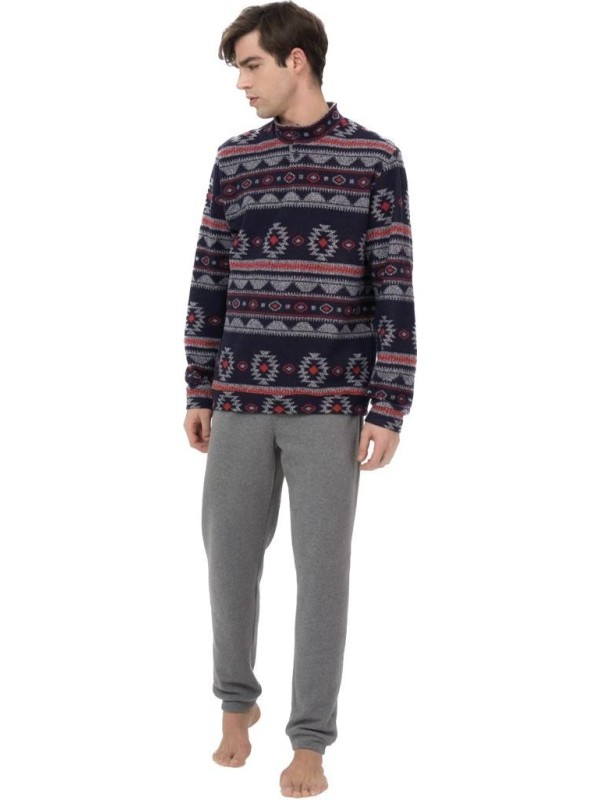 Ragno Pigiama uomo in Cotton ECO Pile collo coreana art. U777N5