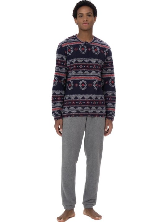 Ragno Pigiama uomo in Cotton ECO Pile punto milano art. U777N1