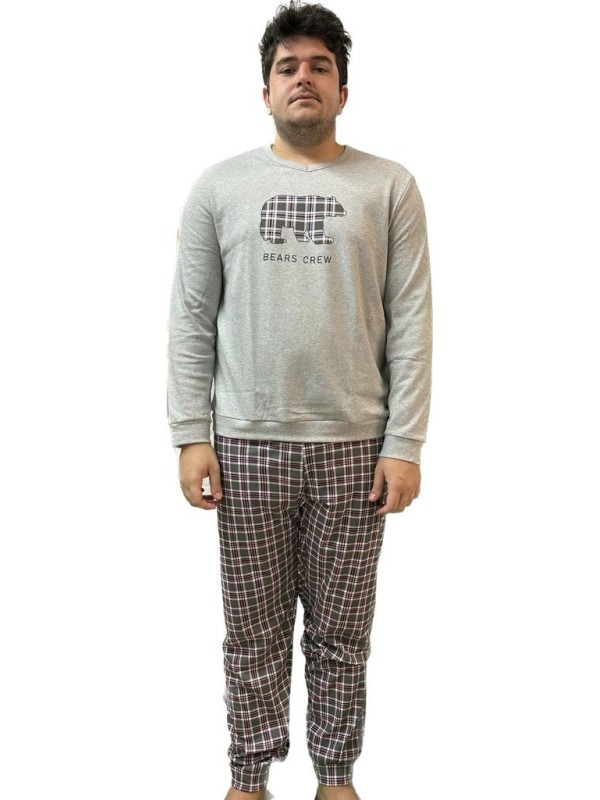 Linclalor Pigiama uomo in puro cotone caldo pantalone scozzese art. 92931