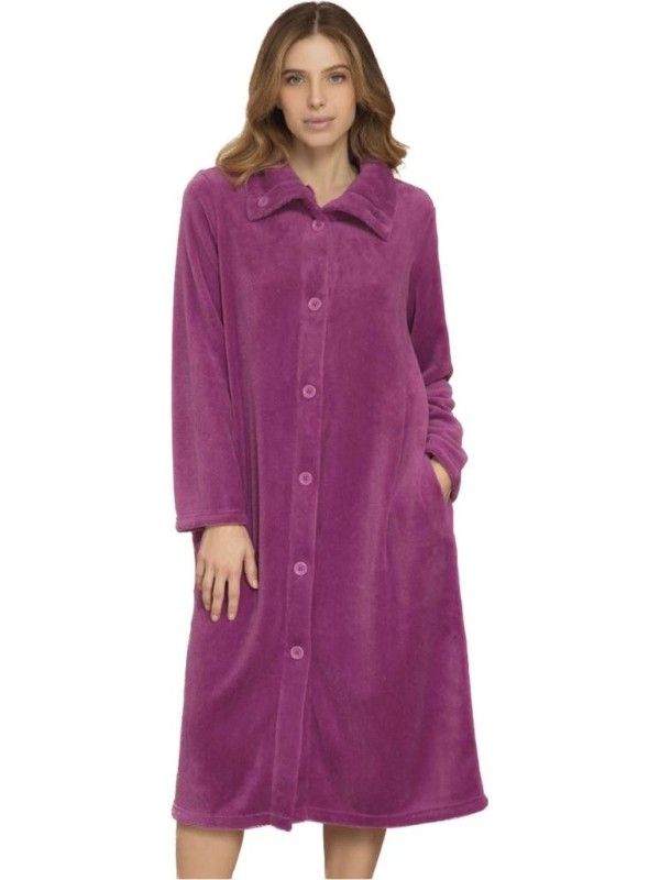 Linclalor Vestaglia donna in morbido coral abbottonata art. 88655