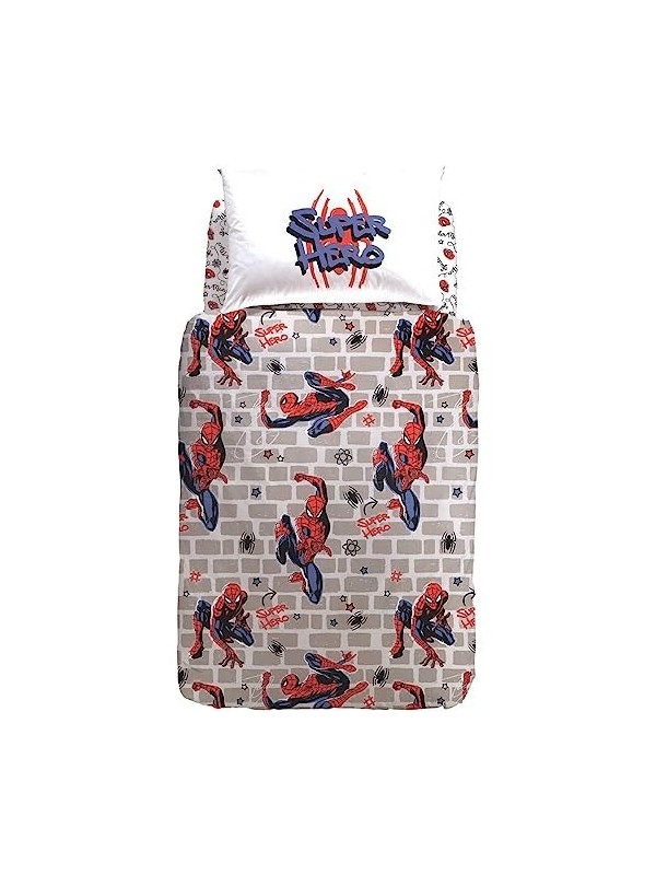 Caleffi Completo copripiumino in puro cotone stampato art. Spiderman wall