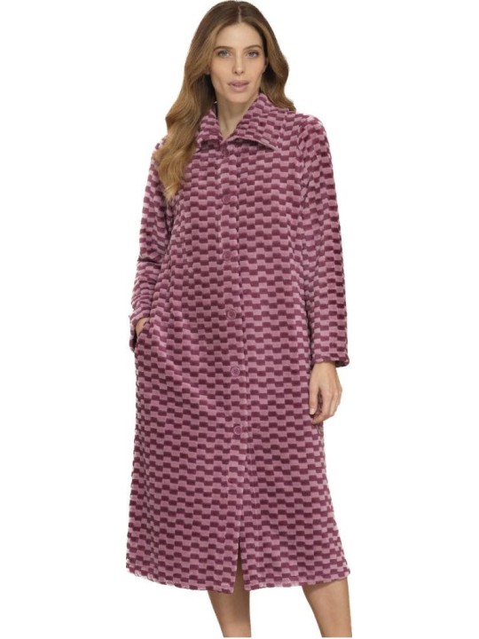 Linclalor Vestaglia donna in morbido coral operato con bottoni art. 88661
