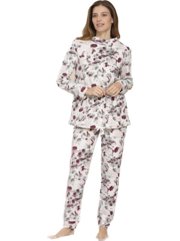 Bisbigli Pigiama donna in pile stampato con collo art. 85620