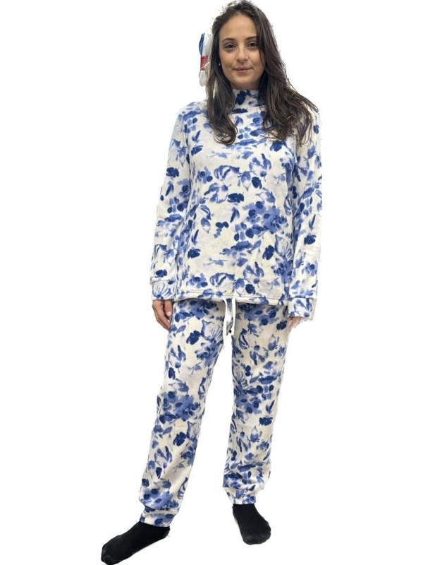 Bisbigli Pigiama donna in pile stampato con collo art. 85620