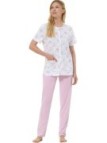 Linclalor Pigiama donna in puro cotone manica corta pantalone lungo aperto davanti art. 75094