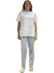 Linclalor Pigiama donna in puro cotone manica corta pantalone lungo aperto davanti art. 74999