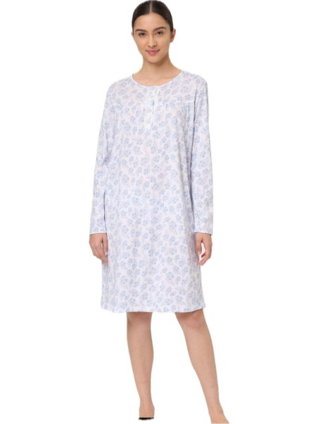 Ragno Camicia da notte in puro cotone stampato con carrè art. DM74NK