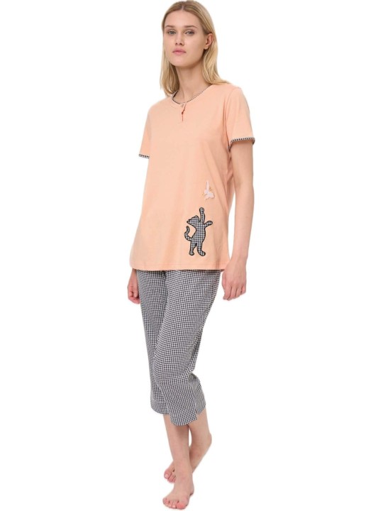 Ragno Pigiama donna in puro cotone manica corta pantalone pinocchio art. DM68ND