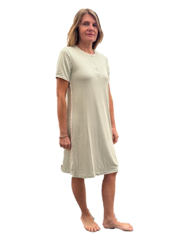 Bisbigli Camicia da notte in viscosa elasticizzata manica corta a pois art. 02980