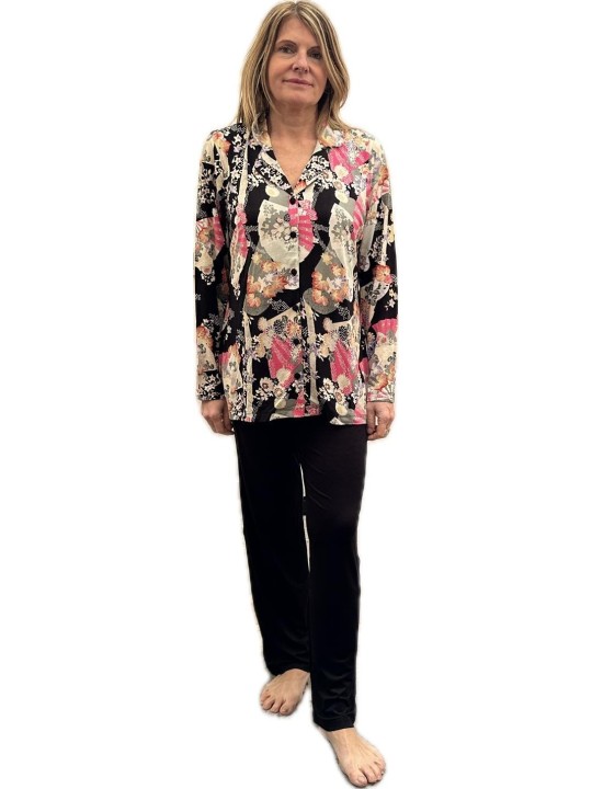 Lormar Pigiama donna in viscosa elasticizzata aperto davanti taglio uomo art. FAN1746