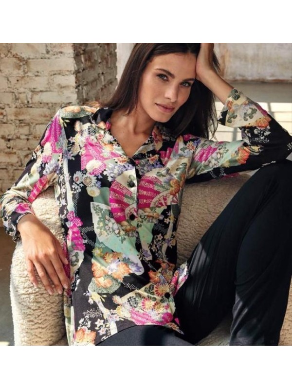Lormar Pigiama donna in viscosa elasticizzata aperto davanti taglio uomo art. FAN1746