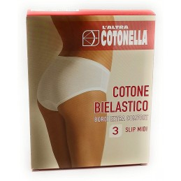 Cotonella Slip Midi Donna Cotone BIELASTICO Art. 3363 CONF. 3PZ